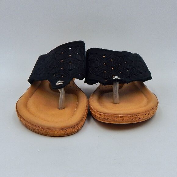 Spring Step Womens Tiffany Black Floral Cutout Leather Thong Sandal Sz 39 (8.5) - Picture 2 of 11